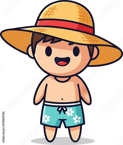 summers sunny boy a beach day dream, isolated on transparent background