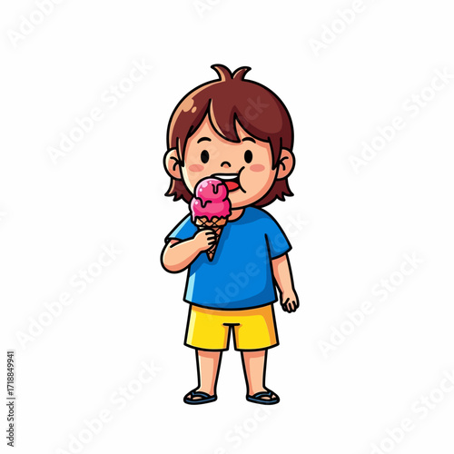 summertime sweetness a boys joyful ice cream treat, isolated on transparent background
