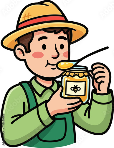sweet honey taste test a happy beekeepers delight, isolated on transparent background