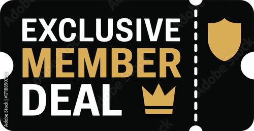 Exclusive member deal coupon card with crown and shield icons for special offers