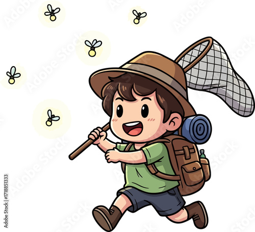 the little firefly hunters nighttime adventure, isolated on transparent background