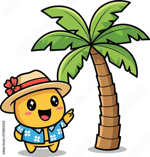 tropical vacation happy island explorers guide, isolated on transparent background
