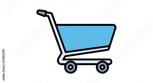 Simple illustration of a shopping cart, rendered in a clean, minimalist style, isolated on white.