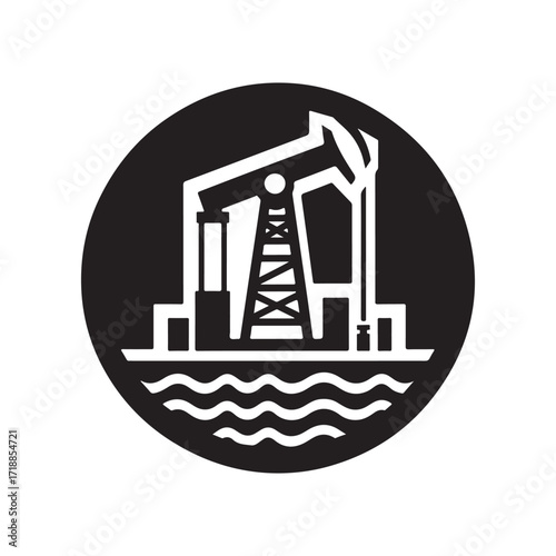 oil rig vector silhouette sketch art logo design idea illustration. Industry abstract icons set collections