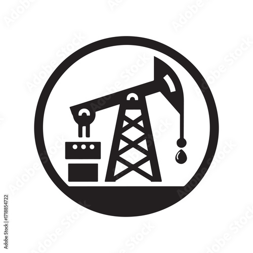 oil rig vector silhouette sketch art logo design idea illustration. Industry abstract icons set collections