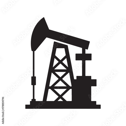 oil rig vector silhouette sketch art logo design idea illustration. Industry abstract icons set collections