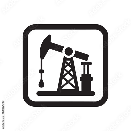 oil rig vector silhouette sketch art logo design idea illustration. Industry abstract icons set collections