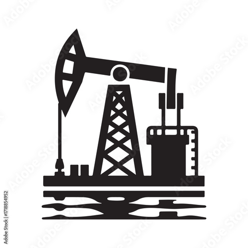 oil rig vector silhouette sketch art logo design idea illustration. Industry abstract icons set collections