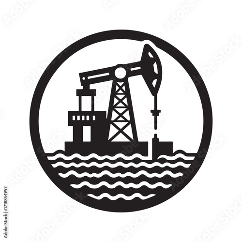 oil rig vector silhouette sketch art logo design idea illustration. Industry abstract icons set collections