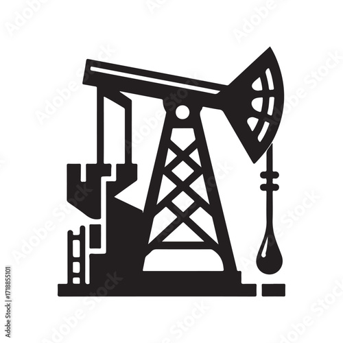 oil rig vector silhouette sketch art logo design idea illustration. Industry abstract icons set collections