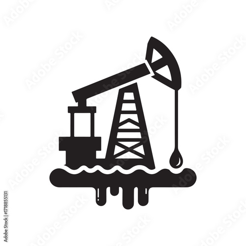 oil rig vector silhouette sketch art logo design idea illustration. Industry abstract icons set collections