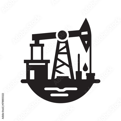 oil rig vector silhouette sketch art logo design idea illustration. Industry abstract icons set collections