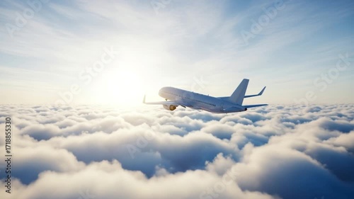 Airplane flying in the sky with clouds