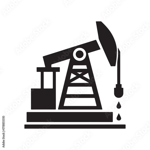 oil rig vector silhouette sketch art logo design idea illustration. Industry abstract icons set collections