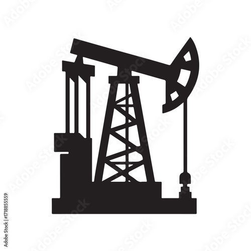oil rig vector silhouette sketch art logo design idea illustration. Industry abstract icons set collections
