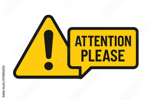 Attention please sign with exclamation mark. Important notice and warning danger symbol. Alert message vector illustration. Information security and safety announcement concept.