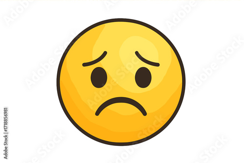 Upset emoticon vector emoji icon. Sad smiley face with a frowning expression. Concept of disappointment, sadness, bad mood, or negative feedback. Unhappy character symbol.