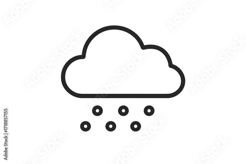 Minimalist Snow Cloud Weather Icon. Simple Line Style. Black and White Winter Snowfall Symbol for Web Design, Forecast Apps, Social Media, Digital Banners, Vector Illustration.