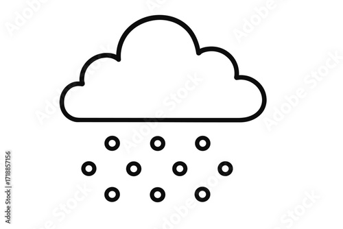 Minimalist Outline Snow Cloud Icon. Modern vector weather symbol for apps, web, social media, winter design. Cloud with falling snow, editable line style, transparent background, isolated concept art