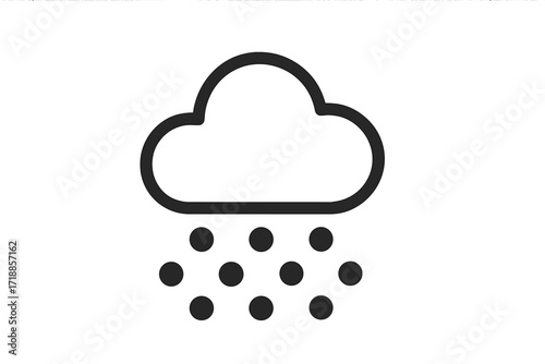 Minimalist thin line weather icon, cloud with falling snow dots, modern linear vector illustration for web, graphic design, apps, banners, social networks, cards, cold winter concept