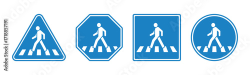 Pedestrian Crossing Traffic Signs Vector Collection 