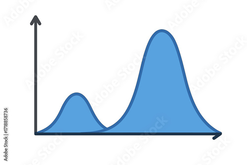 Second wave of coronavirus pandemic concept. Flat graph of COVID-19 outbreak. Second infection wave is higher and bigger than first. Infographic chart illustration.