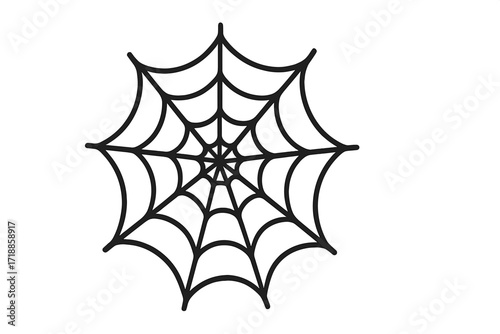 Spider web icon vector. Halloween spooky background element. Cobweb silhouette black graphic symbol. Scary horror creepy trap net. Danger sign for gothic party decoration.