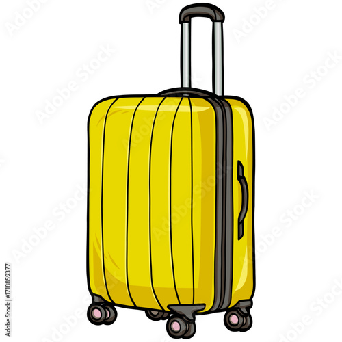 Yellow Luggage Travel Bag Suitcase Luggage Vacation Vector Illustration