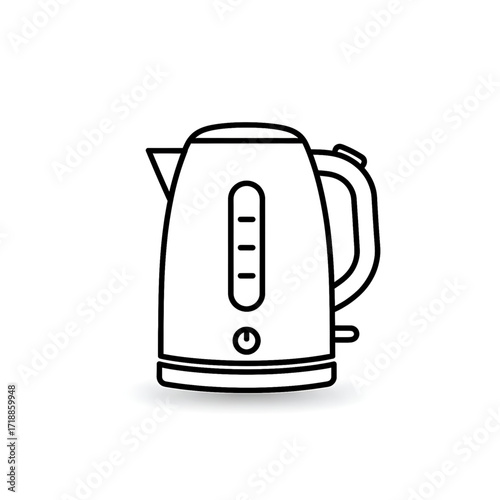Electric Kettle Line Icon for Kitchen Appliance, Hot Water Boiler, Modern Cooking and Beverage Preparation Vector Illustration