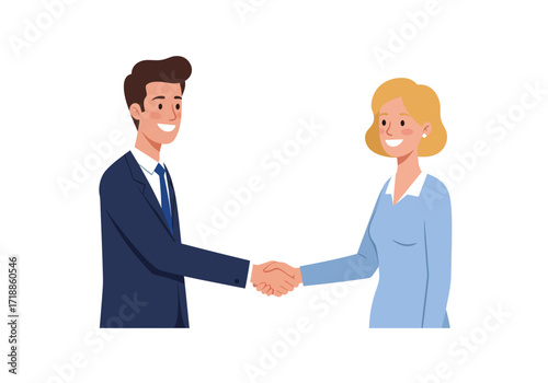 Smiling business people are shaking hands