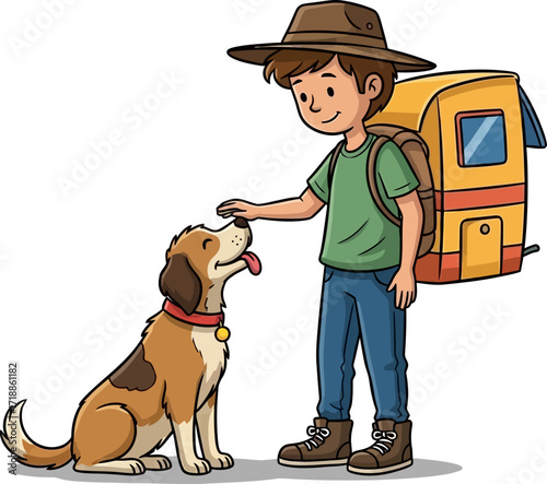 young travelers best friend a cartoon of canine companionship, isolated on transparent background