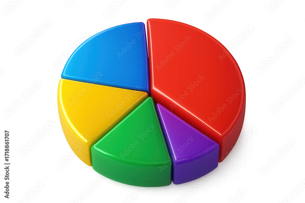Obraz premium Analyzing colorful 3d pie graph showing market share, statistics, and business data on transparent background