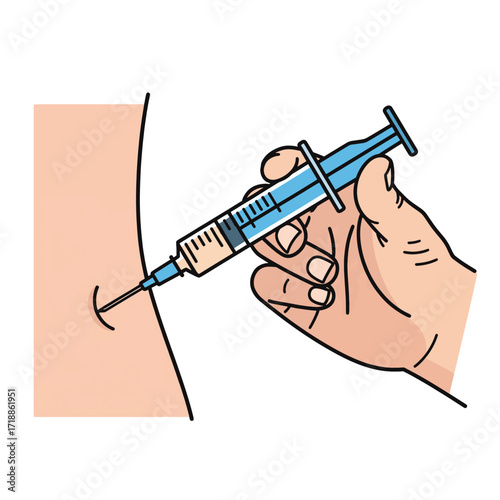 Vector Flat Injection with Syringe for Medical Treatment or Vaccine