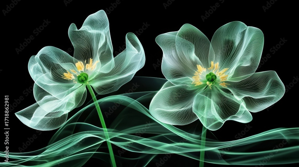 Fototapeta premium An artistic blend of luxury and delicate x-ray floral patterns.