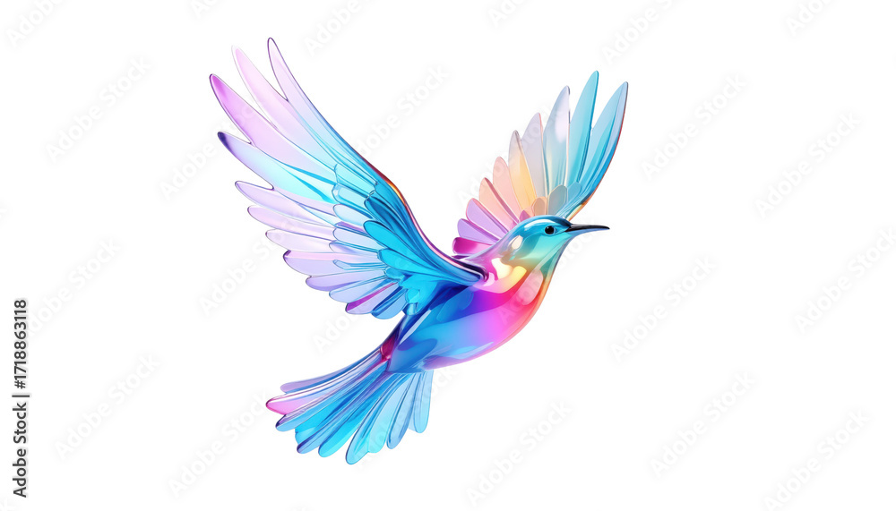 Fototapeta premium Colorful Watercolor Bird in Flight Artistic Avian Illustration.