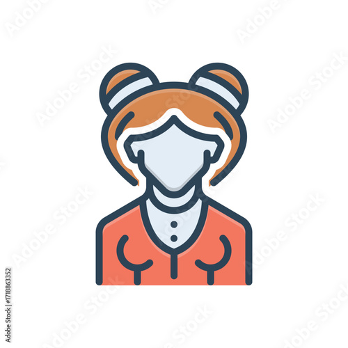 Color illustration icon for girl
