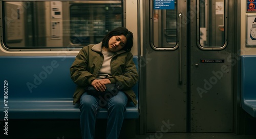 Subway Slumber: Exhaustion on the Commute