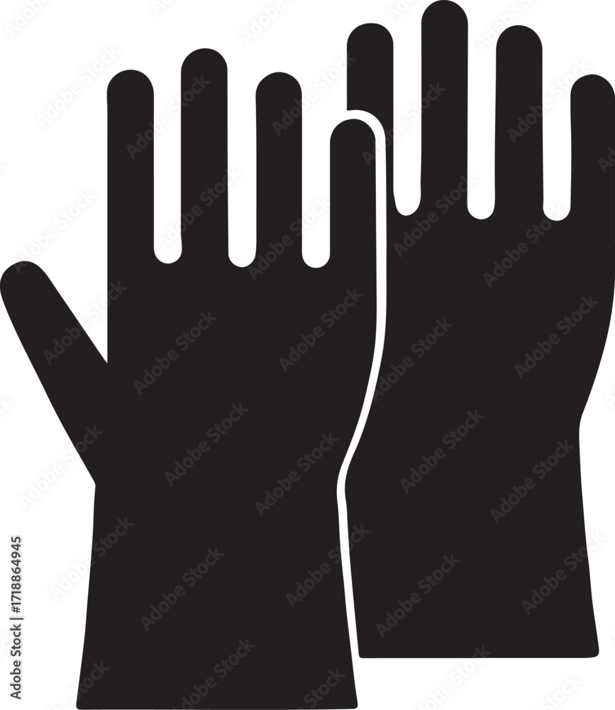 Obraz premium Silhouette safety gloves icon. Vector EPS for worker protection, construction, and industrial use.