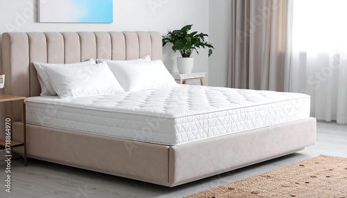 Modern bedroom with bed and mattress