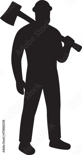 Silhouette lumberjack illustration. Vector EPS for forestry, woodcutting, and logging work.