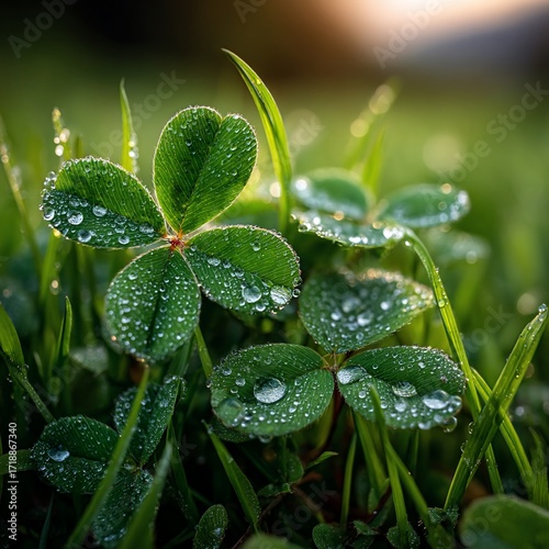 Dew-Kissed Clovers - A Fresh Start in Natures Embrace.