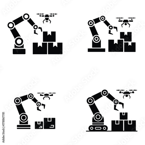 Robotic arm and drone autonomously managing shipping boxes shows future of automated delivery system