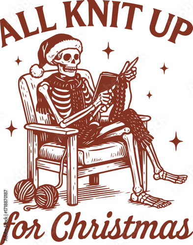 all kint up for christmas - christmas Holiday Humor Quote clipart, festival xmas animals typography tshirt, Funny winter season illustration
