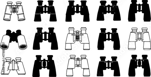 binocular silhouette vector, binoculars icon
