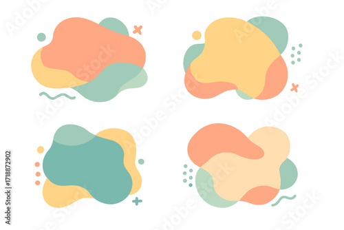 Abstract liquid shapes set. Modern minimal vector background. Fluid organic forms in pastel colors for banner template. Retro geometric elements for graphic design poster.