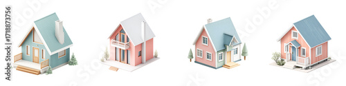Watercolor House Collection - Cute Home Illustration Set
