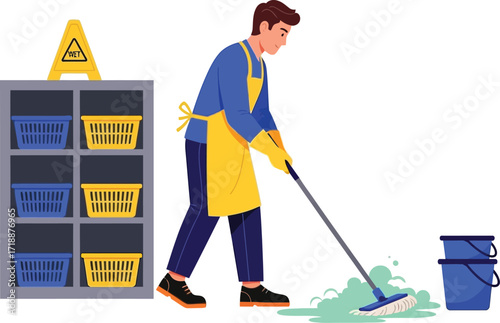 Professional cleaning service floor cleaning and maintenance editable vector
