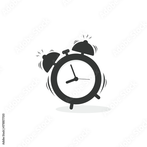 Ringing alarm clock. Wake up timer clock. Morning timer clock cartoon design. Ringing watch. Reminder clock isolated on white background.