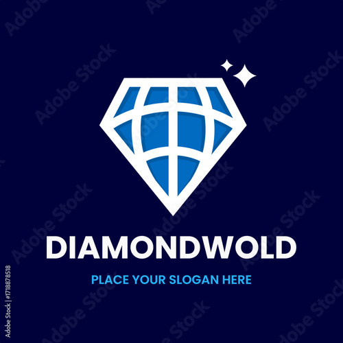 Modern diamond logo. Suitable for jewelry, finance, or luxury brands. This design combines a shining diamond with a strong, clean geometric shape, conveying luxury, quality, and precision.