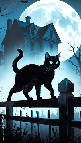 Black Cat Moonlit Manor